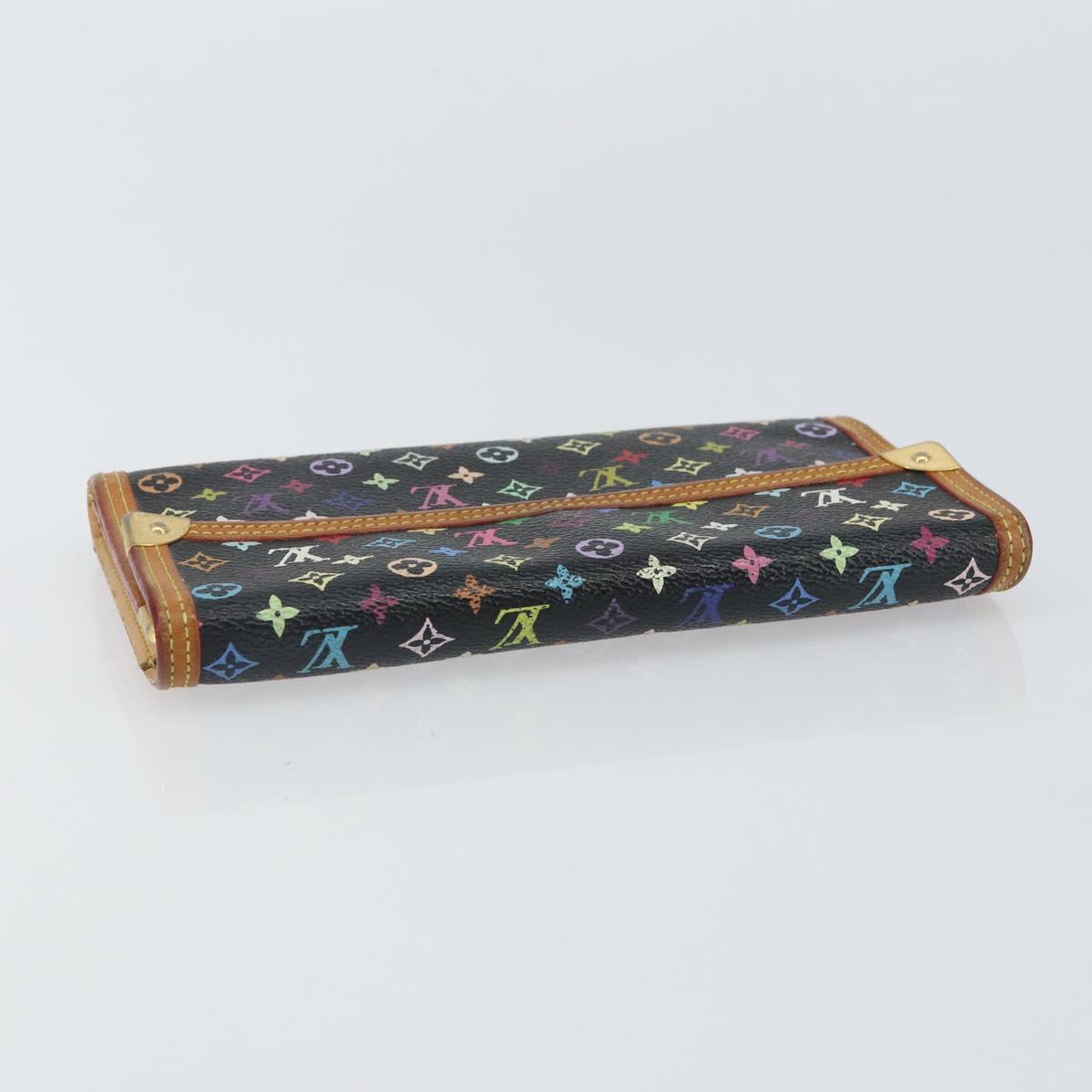 LOUIS VUITTON Monogram Multicolor Porte Tresor Wallet Black M92658 Auth BA9622