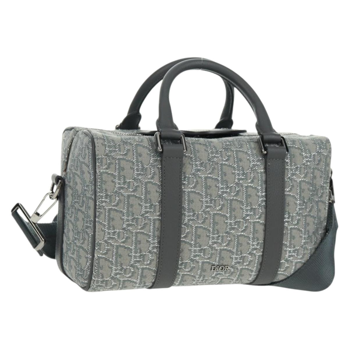 Christian Dior Trotter Canvas Rango 26 Hand Bag 2way Gray Silver Auth BA9637SM