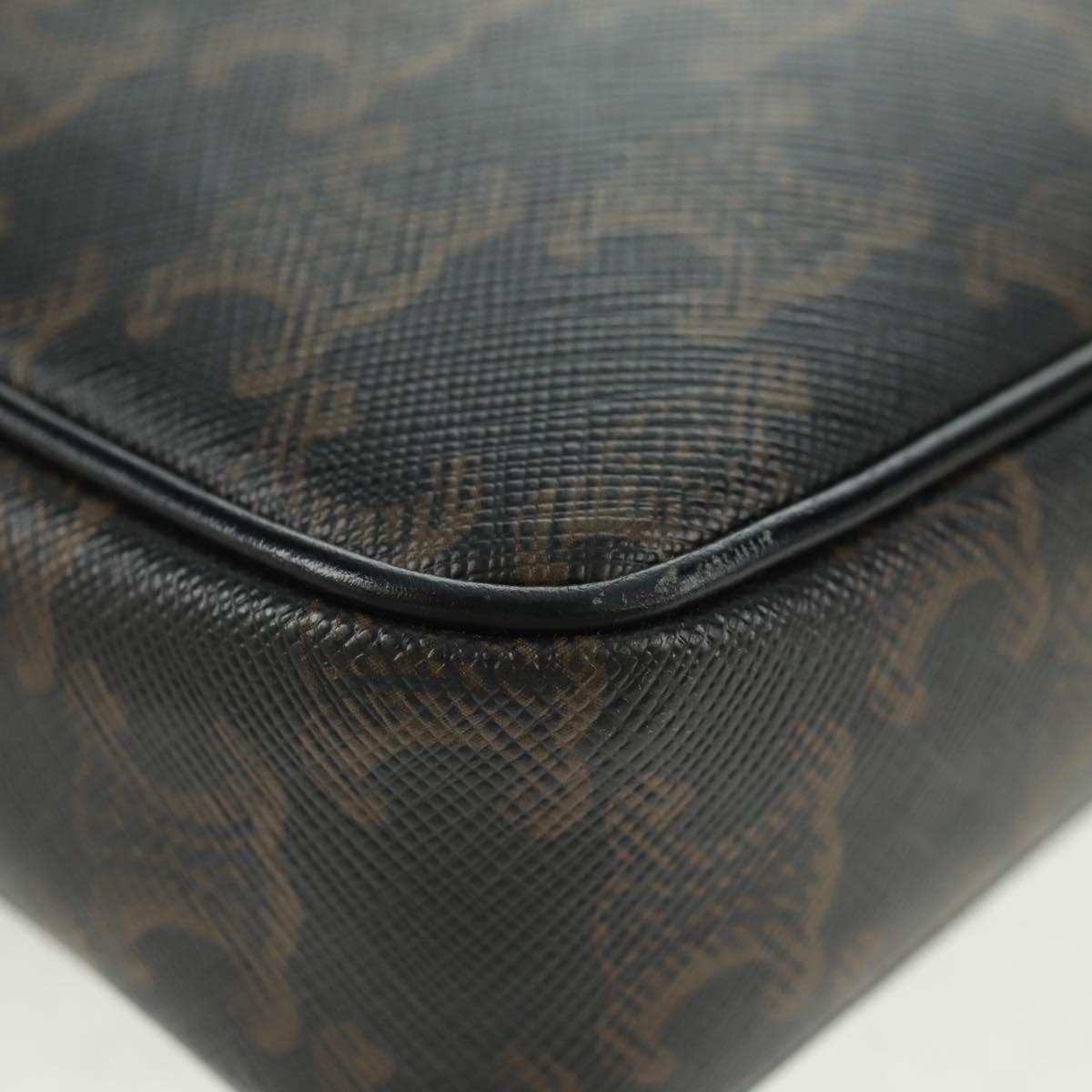 CELINE Triomphe Medium Messenger bag Shoulder Bag PVC Black Gold Auth BA9639M