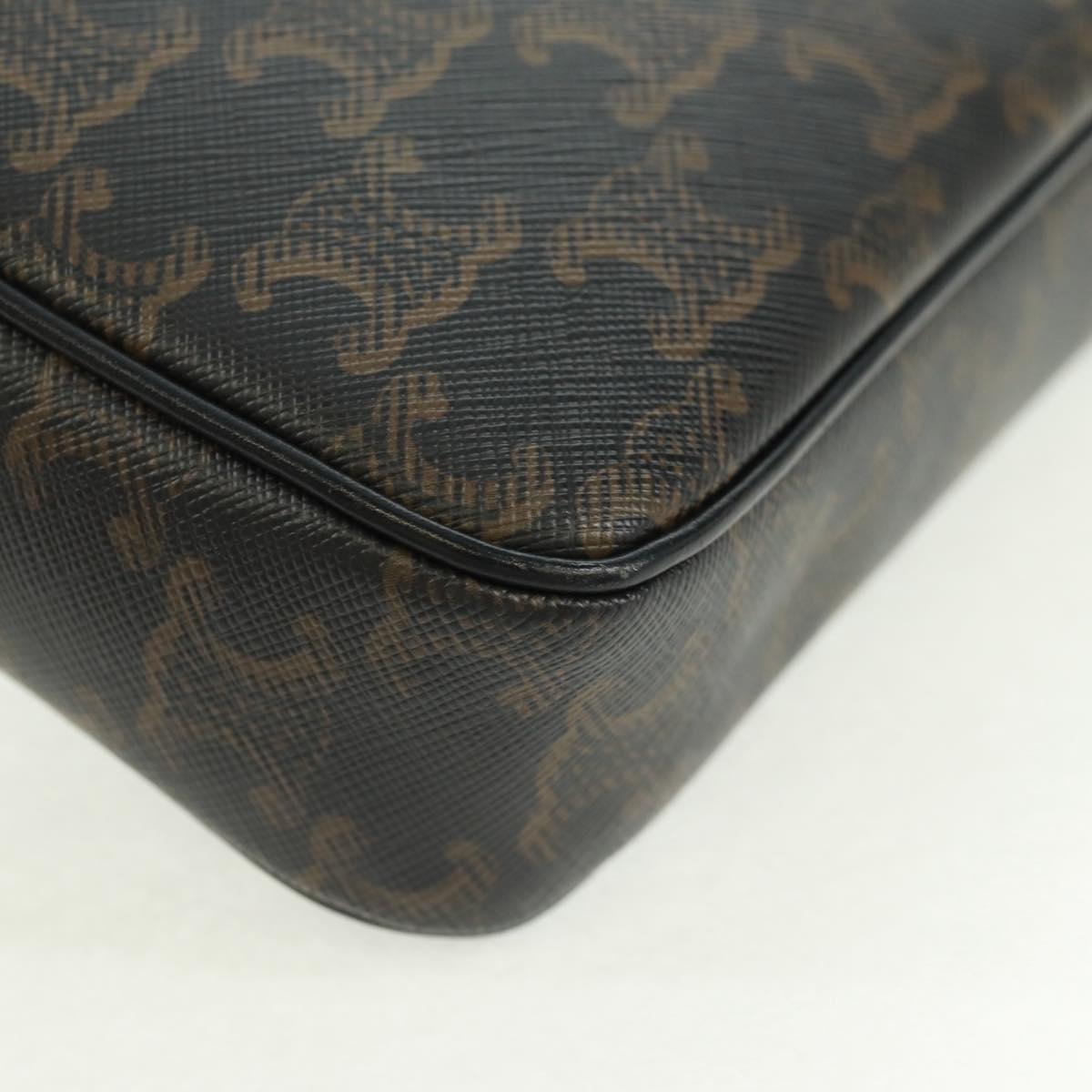 CELINE Triomphe Medium Messenger bag Shoulder Bag PVC Black Gold Auth BA9639M