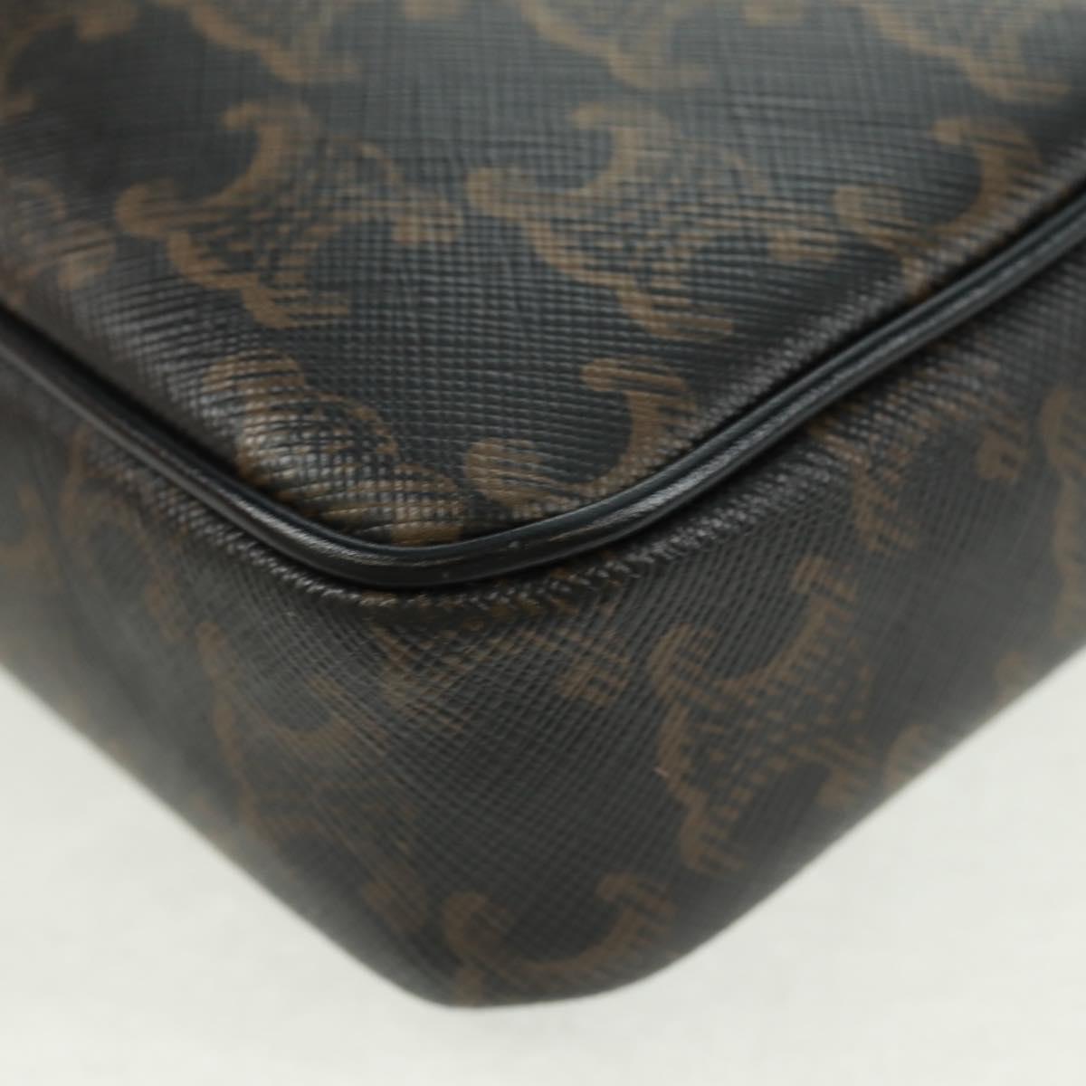 CELINE Triomphe Medium Messenger bag Shoulder Bag PVC Black Gold Auth BA9639M