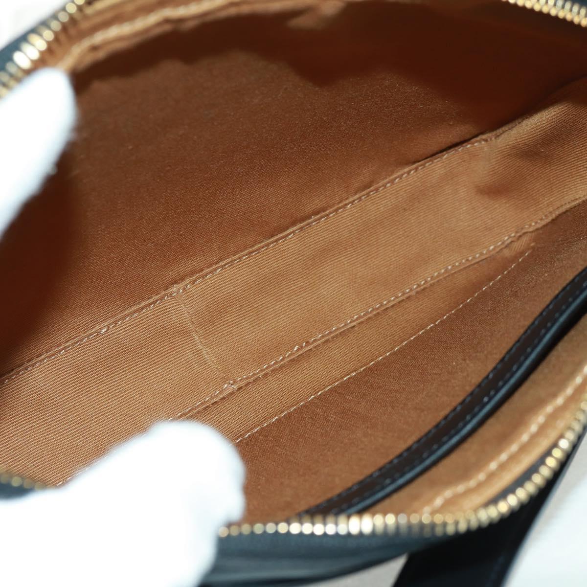 CELINE Triomphe Medium Messenger bag Shoulder Bag PVC Black Gold Auth BA9639M