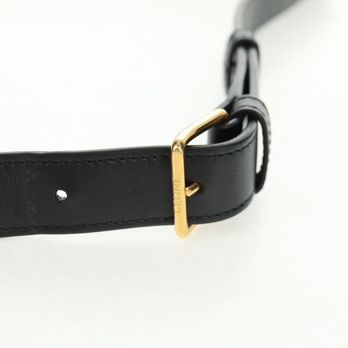 CELINE Triomphe Medium Messenger bag Shoulder Bag PVC Black Gold Auth BA9639M