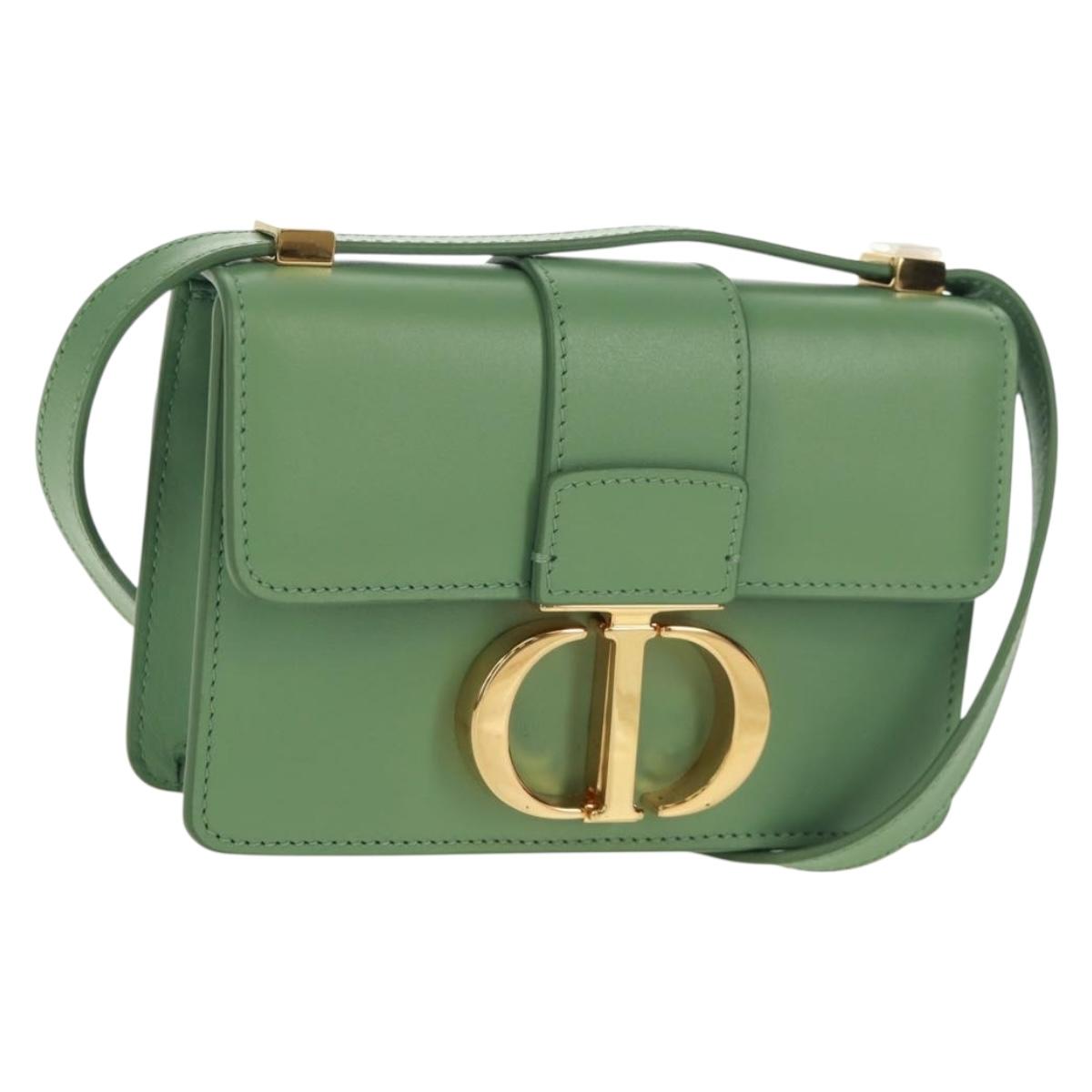 Christian Dior Micro bag 30 Montaigne Bag Leather Gold Green Auth BA9641SAM