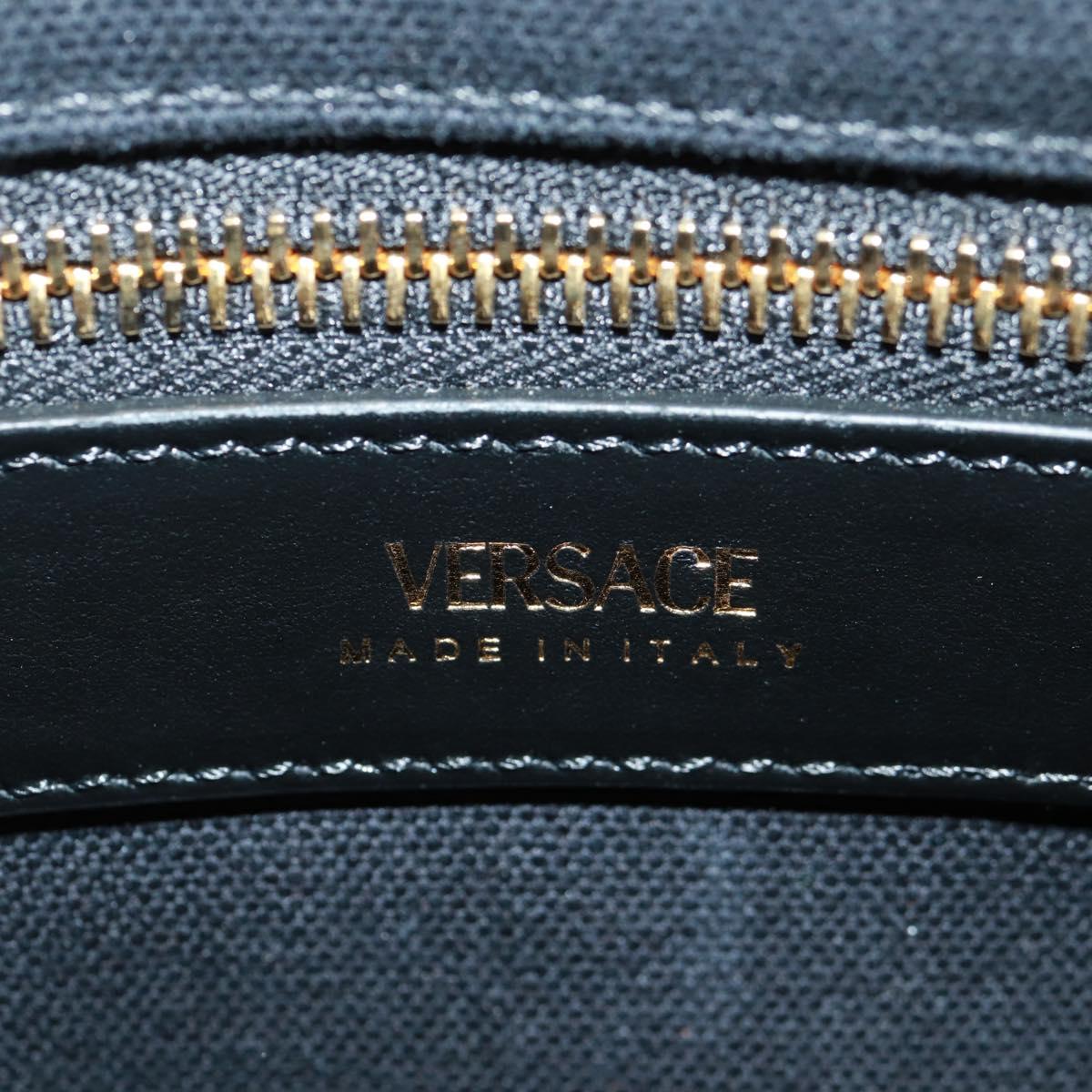 VERSACE Hand Bag Canvas 2way Black Gold Auth BA9642SAM