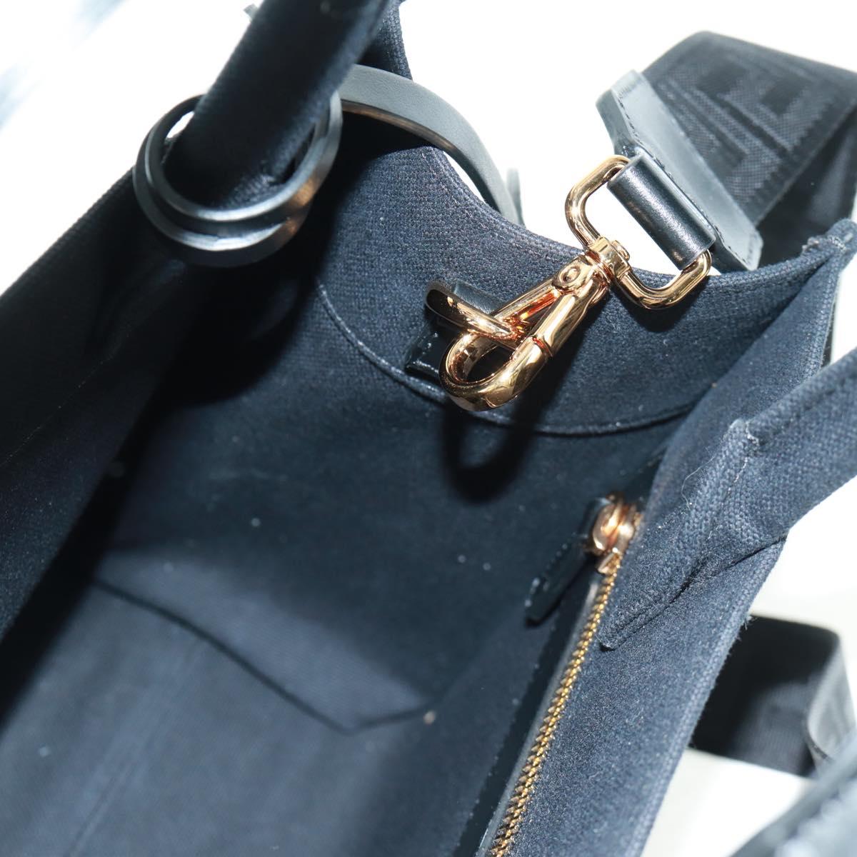 VERSACE Hand Bag Canvas 2way Black Gold Auth BA9642SAM