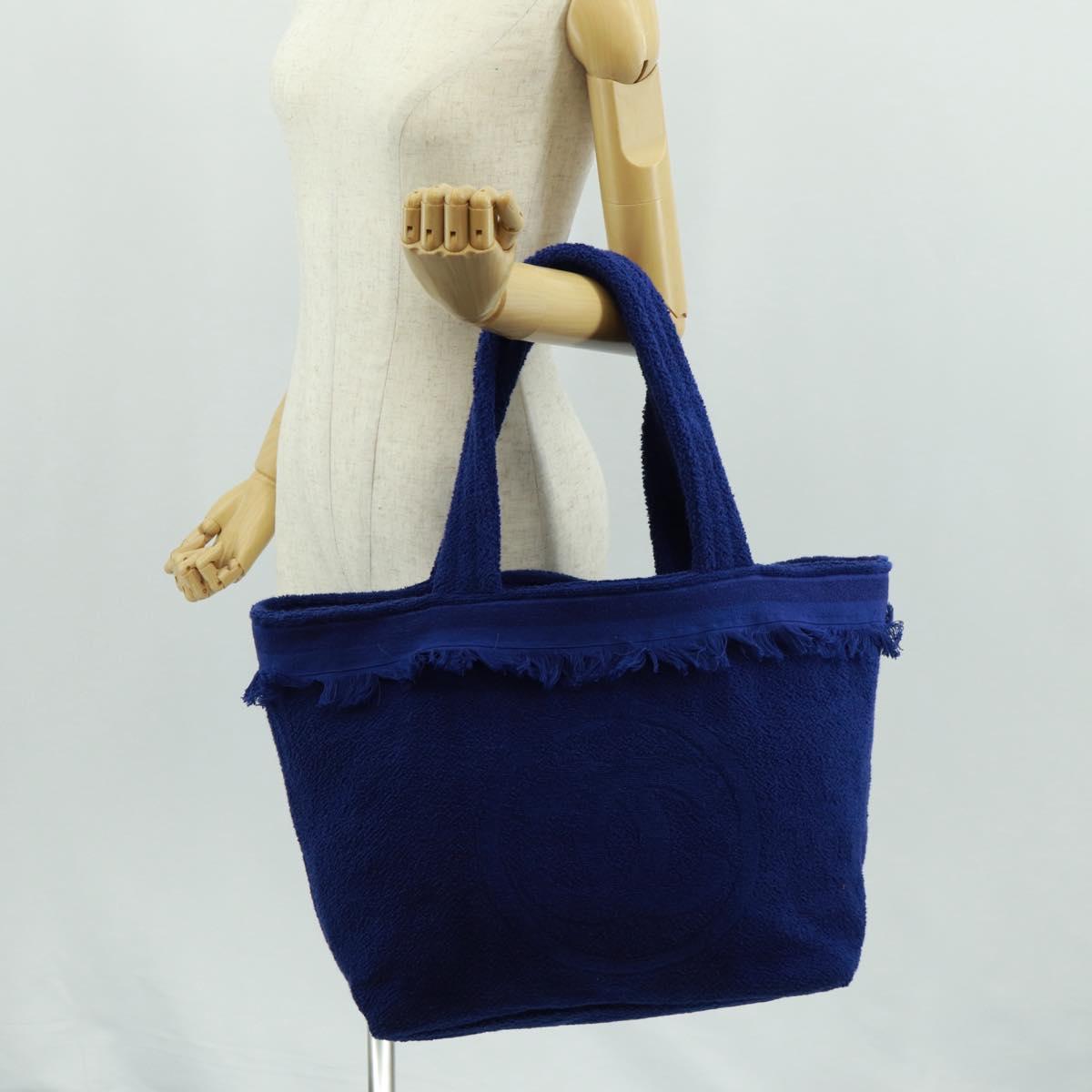 CHANEL Decacoco Beach Bag Hand Bag Pile Blue CC Auth BA9644SAV