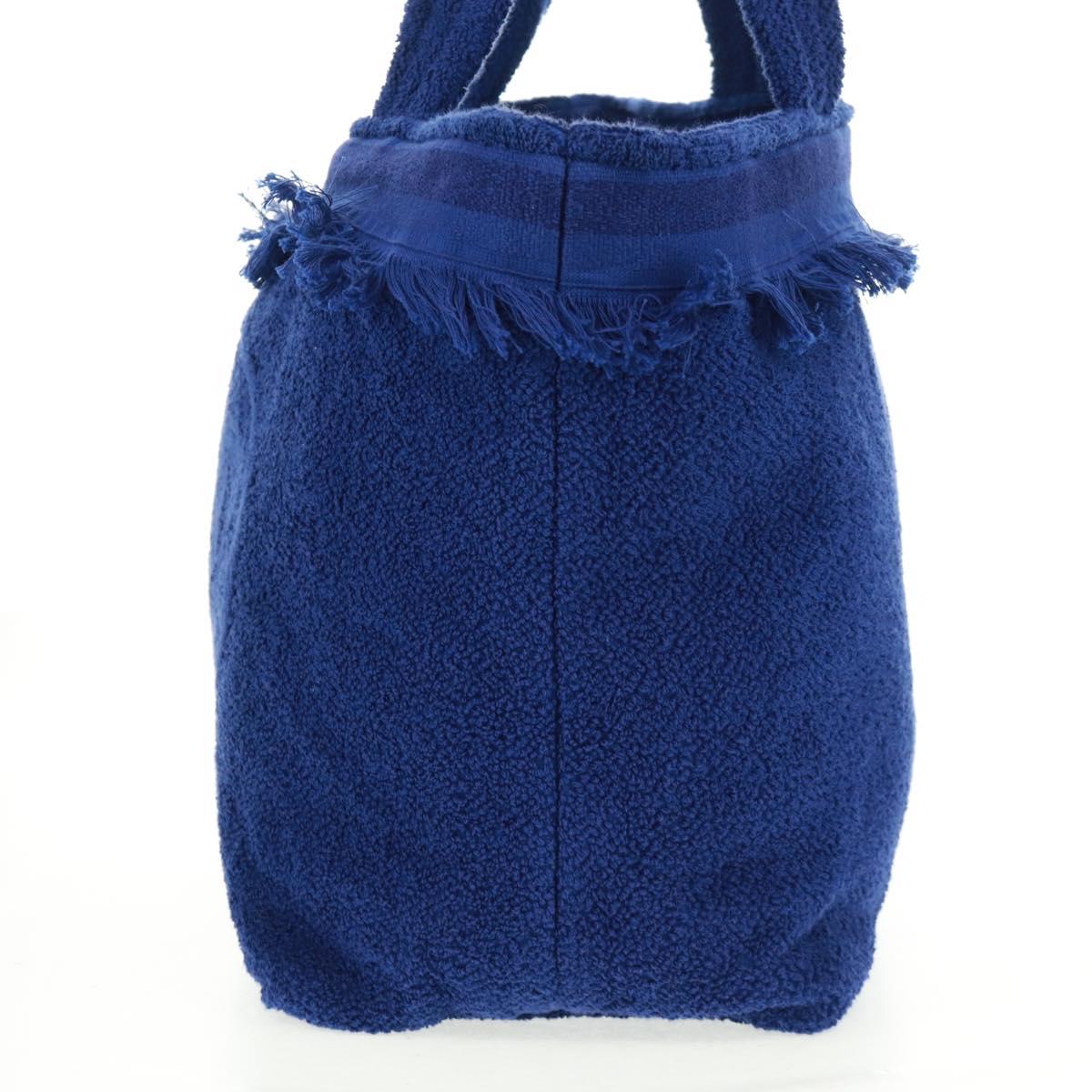CHANEL Decacoco Beach Bag Hand Bag Pile Blue CC Auth BA9644SAV