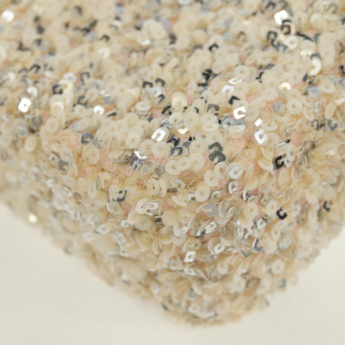 CHANEL Matelasse 23 Single Flap Chain Sequins Evening Bag Beige CC Auth BA9646SM