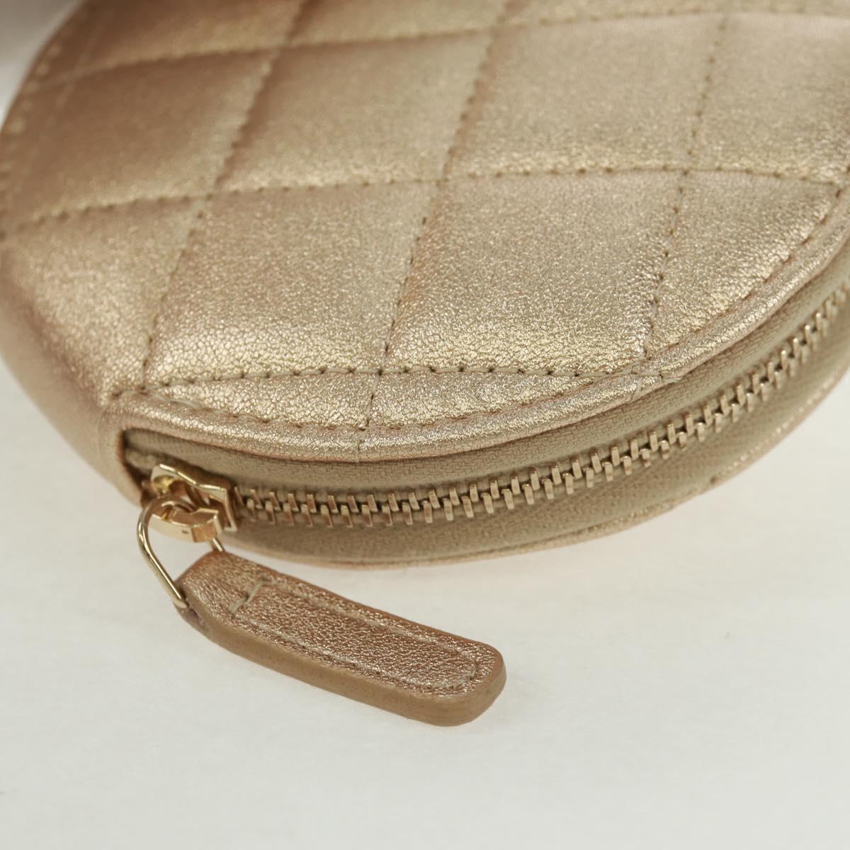 CHANEL Matelasse Air Pods Case 2024 Year Gift Lamb Skin Gold CC Auth BA9648SM