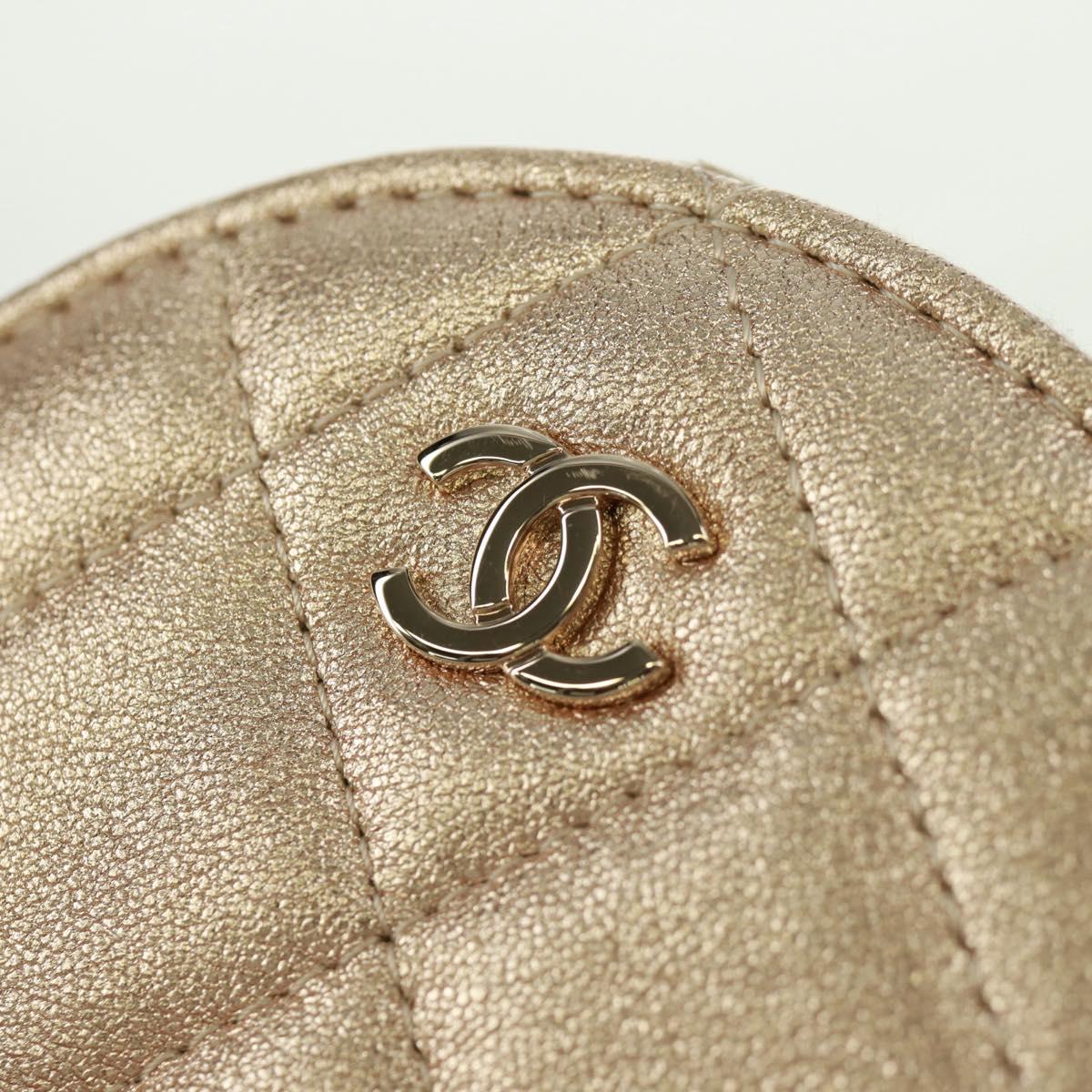 CHANEL Matelasse Air Pods Case 2024 Year Gift Lamb Skin Gold CC Auth BA9648SM