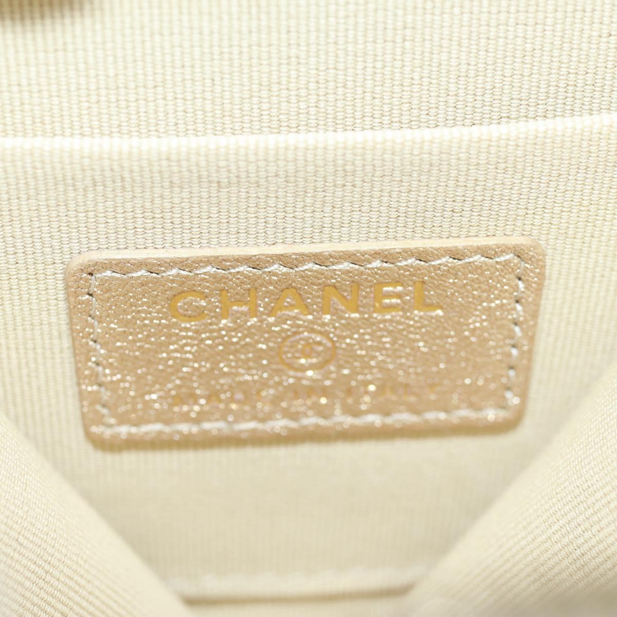 CHANEL Matelasse Air Pods Case 2024 Year Gift Lamb Skin Gold CC Auth BA9648SM