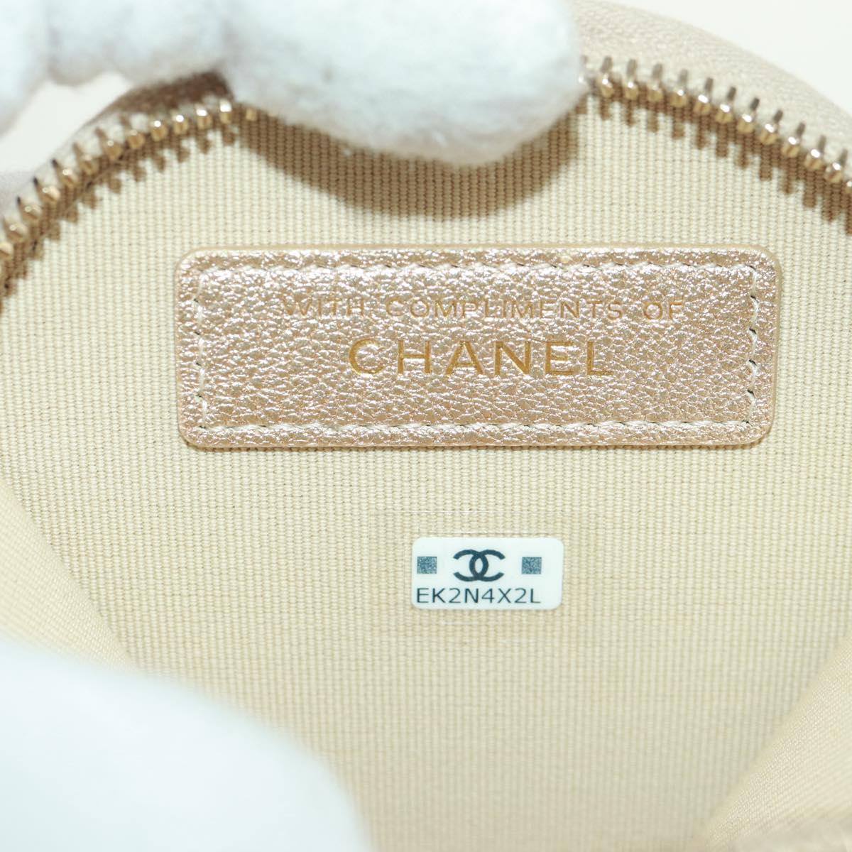 CHANEL Matelasse Air Pods Case 2024 Year Gift Lamb Skin Gold CC Auth BA9648SM