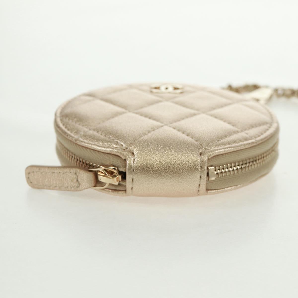 CHANEL Matelasse Air Pods Case 2024 Year Gift Lamb Skin Gold CC Auth BA9648SM