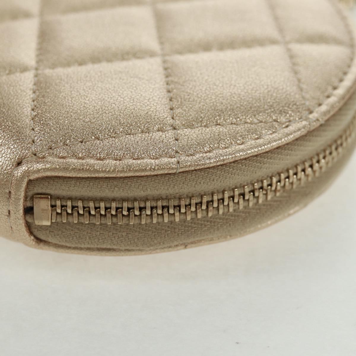 CHANEL Matelasse Air Pods Case 2024 Year Gift Lamb Skin Gold CC Auth BA9648SM