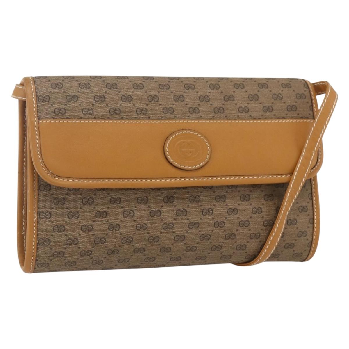 GUCCI Micro GG Supreme Shoulder Bag PVC Beige Gold 004 89 1041 Auth BA9682