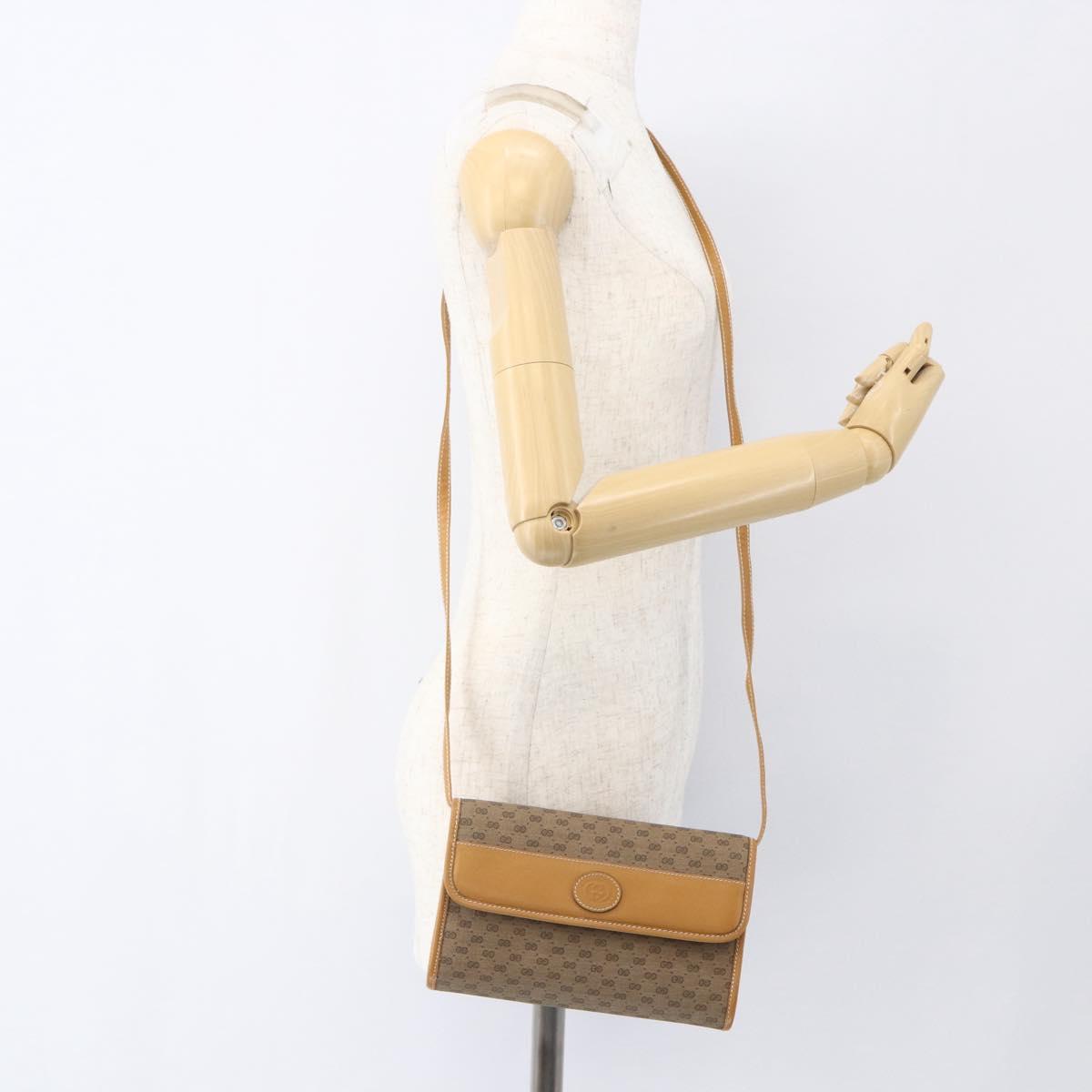 GUCCI Micro GG Supreme Shoulder Bag PVC Beige Gold 004 89 1041 Auth BA9682