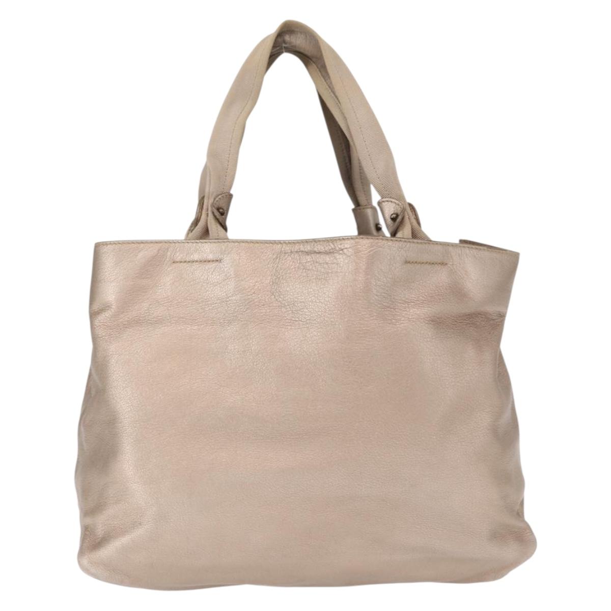 Salvatore Ferragamo Vala Tote Bag Leather Beige Auth BA9685