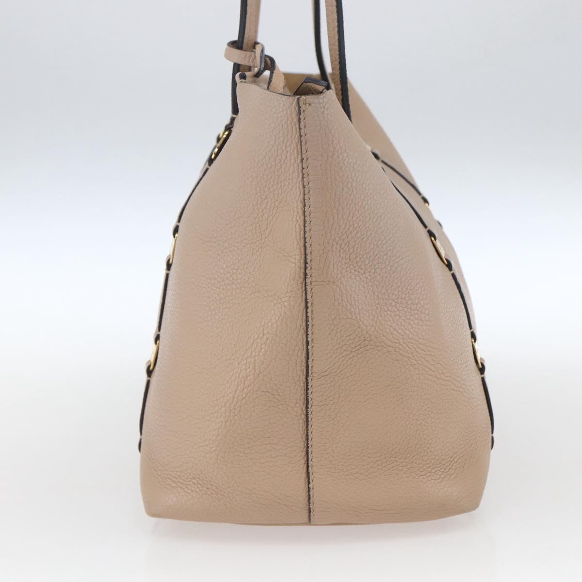 Salvatore Ferragamo Vala Tote Bag Leather Beige Gold Auth BA9686