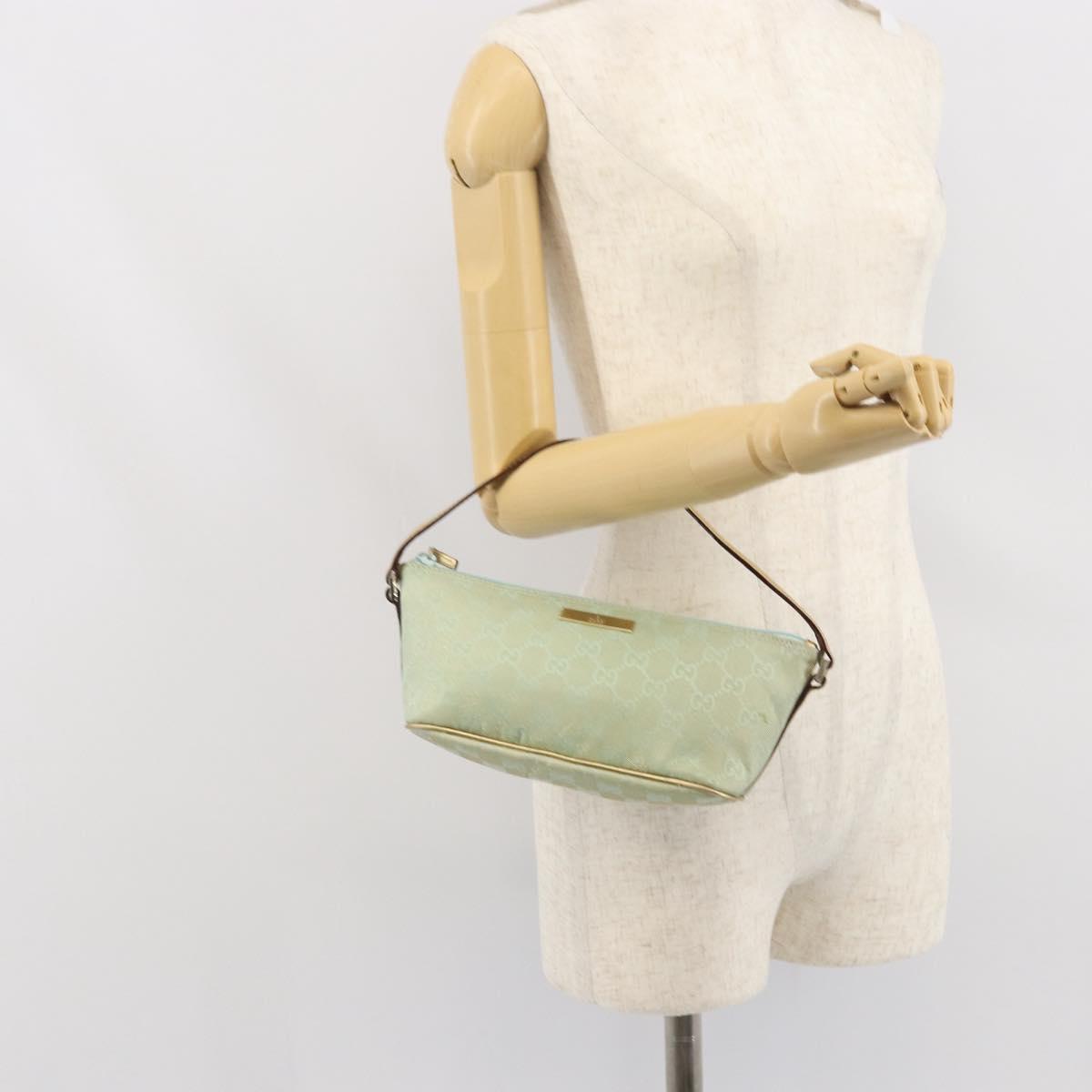 GUCCI GG Canvas Accessory Pouch Turquoise Blue Silver 039 1103 2123 Auth BA9688