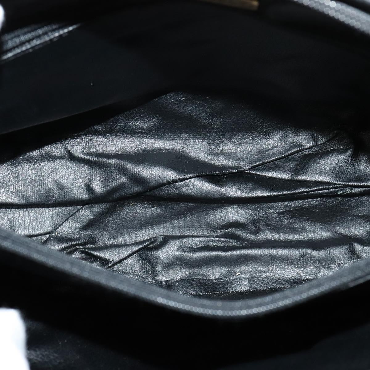 BALLY Quilted Hand Bag Leather Black Auth BA969
