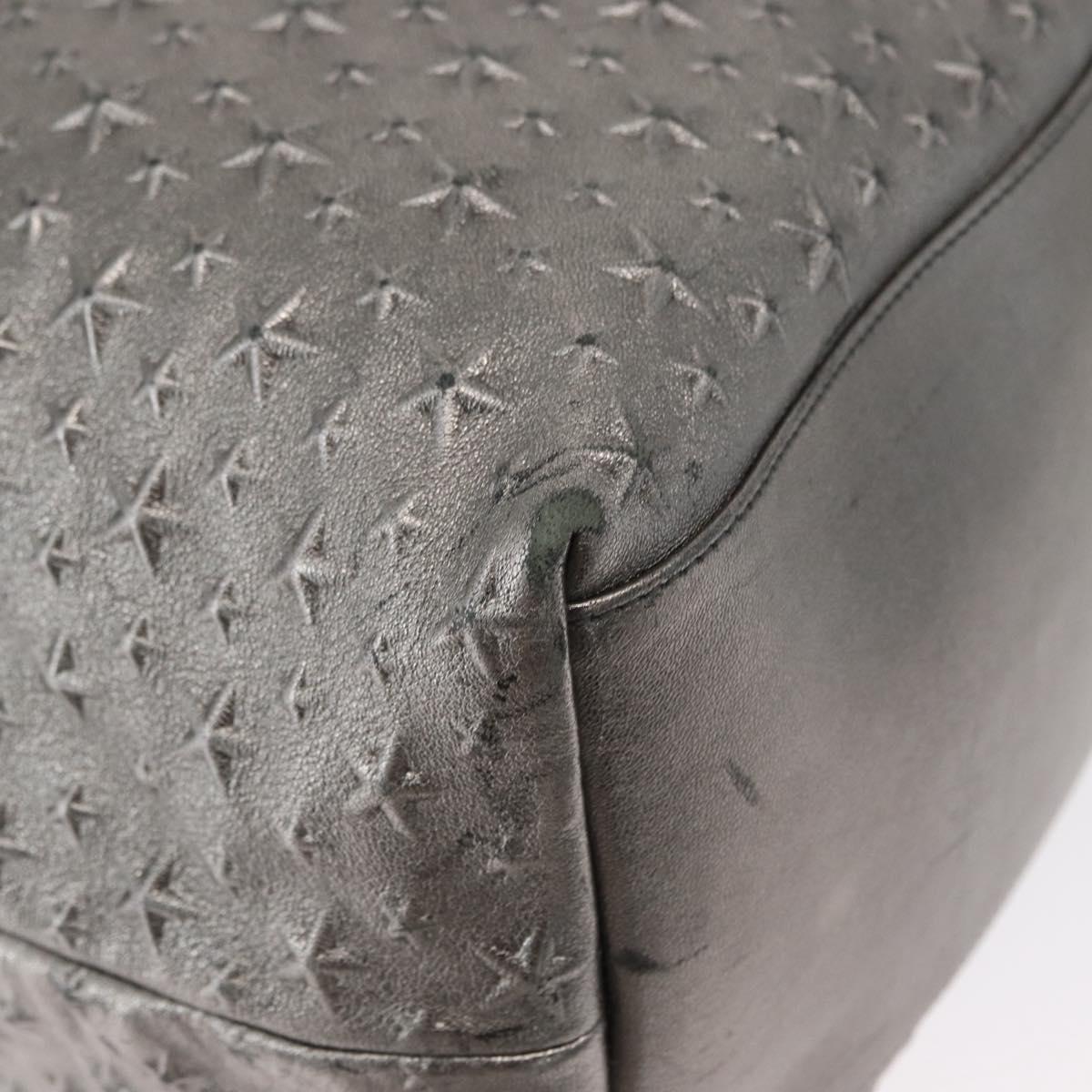 Jimmy Choo Tote Bag Leather Silver Auth BA9695