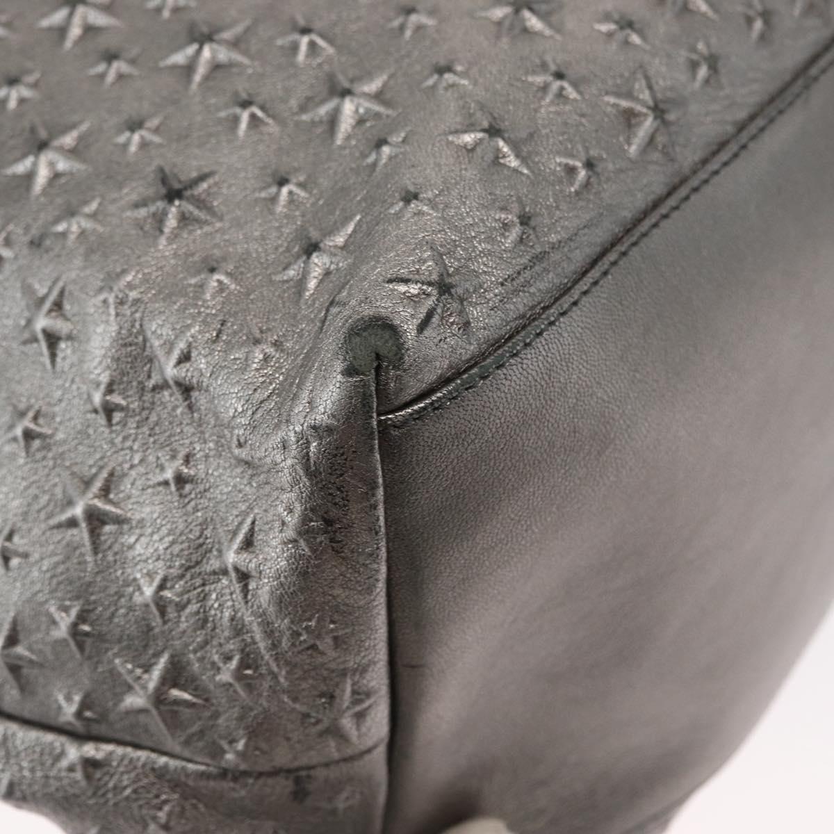 Jimmy Choo Tote Bag Leather Silver Auth BA9695