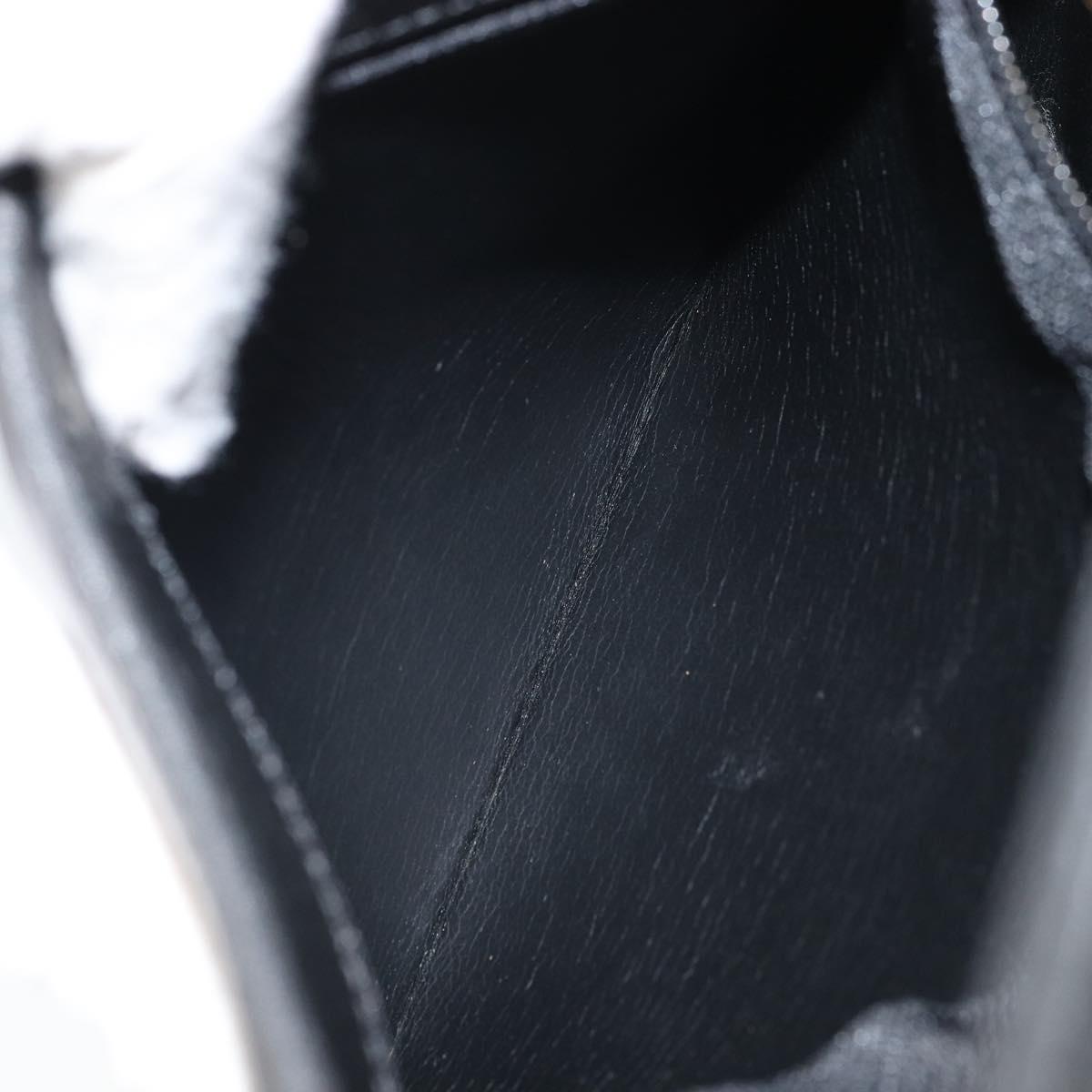 Christian Dior Shoulder Bag Leather Black Gold Auth BA9696