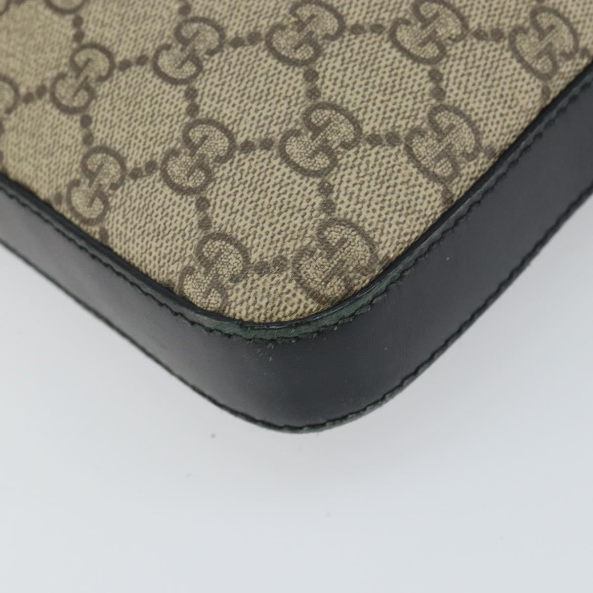 GUCCI GG Supreme Shoulder Bag PVC Beige Silver 406374 Auth BA9716