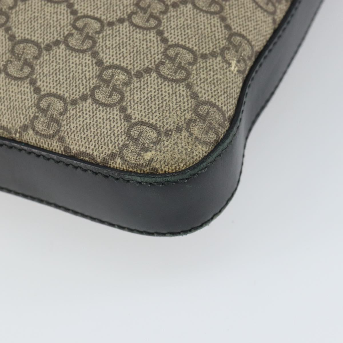 GUCCI GG Supreme Shoulder Bag PVC Beige Silver 406374 Auth BA9716