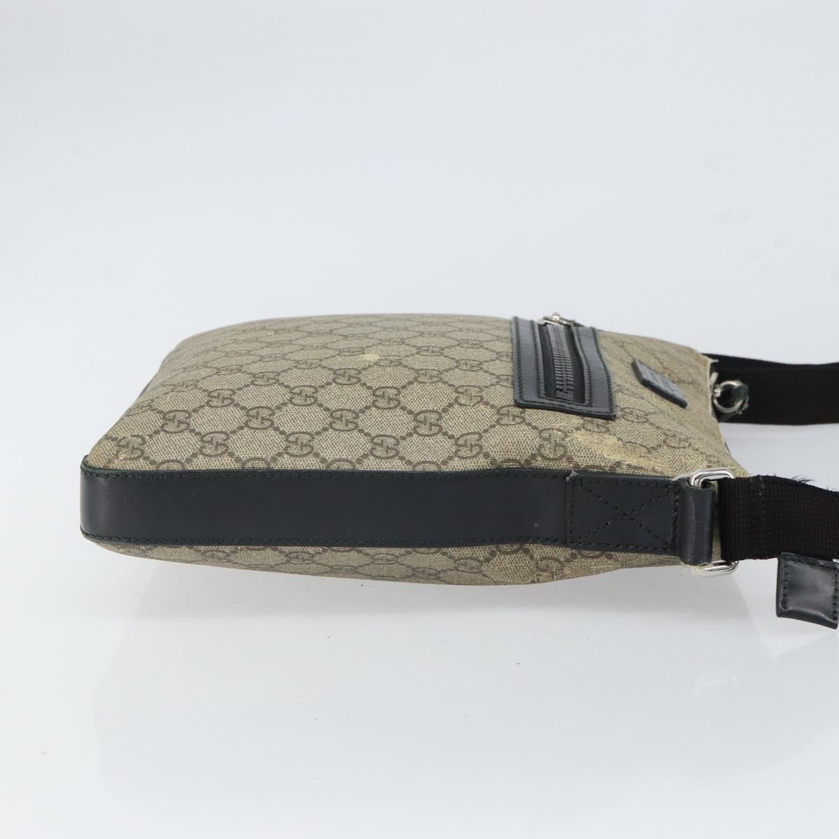GUCCI GG Supreme Shoulder Bag PVC Beige Silver 406374 Auth BA9716