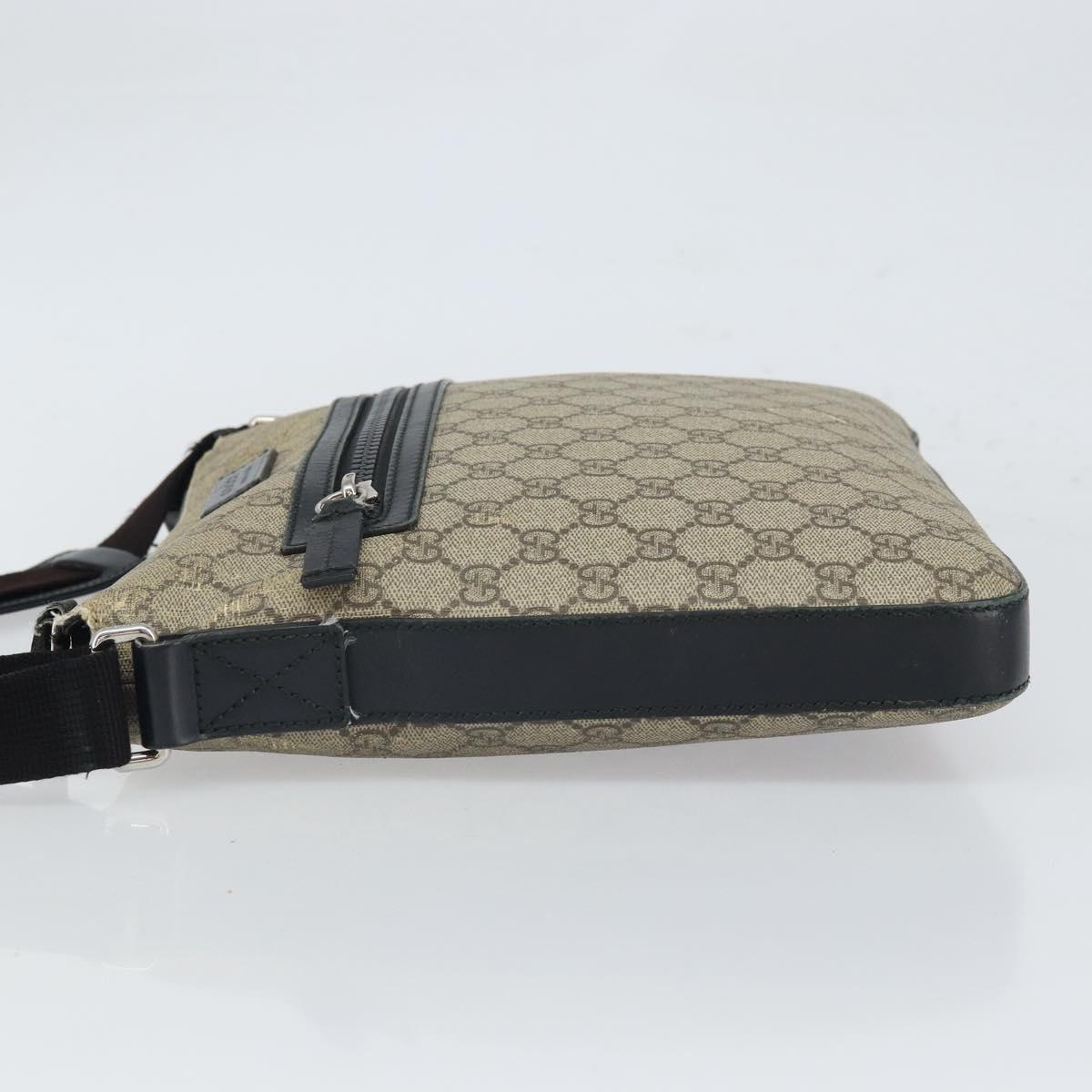 GUCCI GG Supreme Shoulder Bag PVC Beige Silver 406374 Auth BA9716