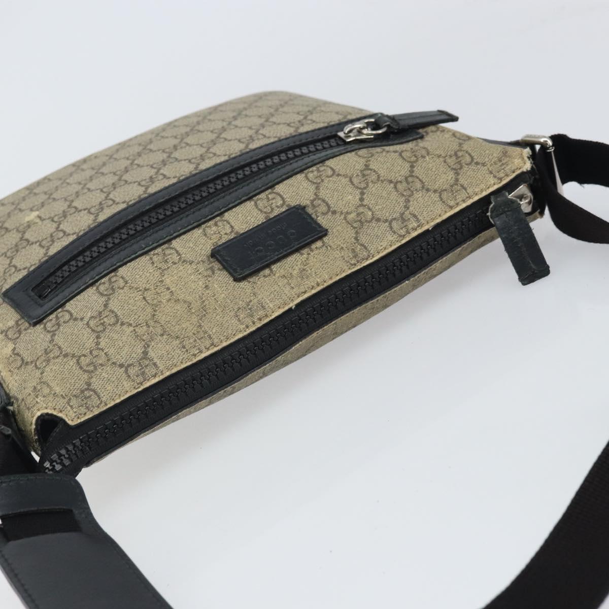 GUCCI GG Supreme Shoulder Bag PVC Beige Silver 406374 Auth BA9716