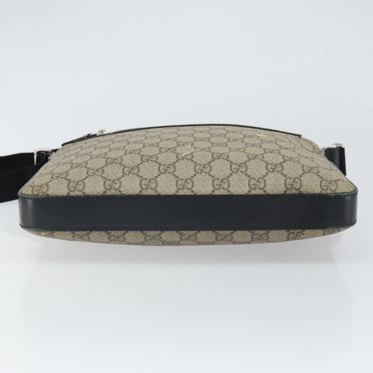 GUCCI GG Supreme Shoulder Bag PVC Beige Silver 406374 Auth BA9716