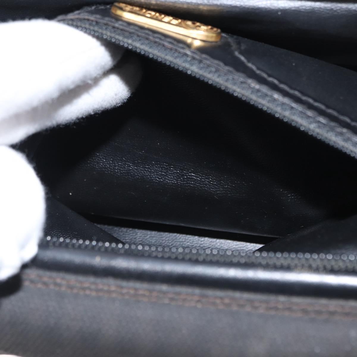 FENDI Pecan Canvas Hand Bag Black Brown gold Auth BA9717