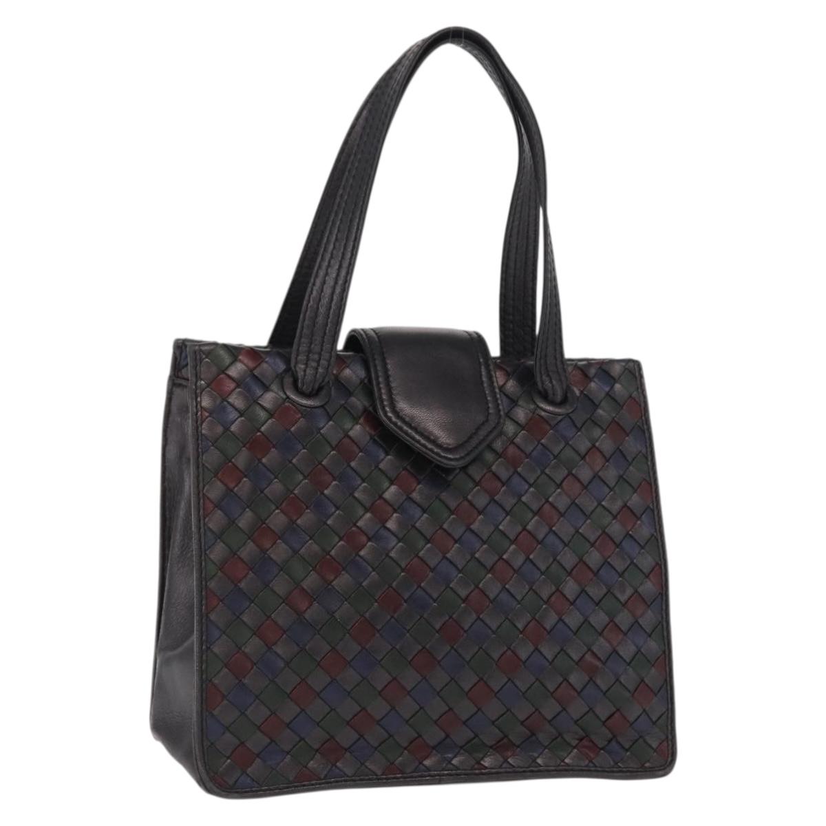 BOTTEGA VENETA INTRECCIATO Hand Bag Leather Brown Gold Auth BA9718
