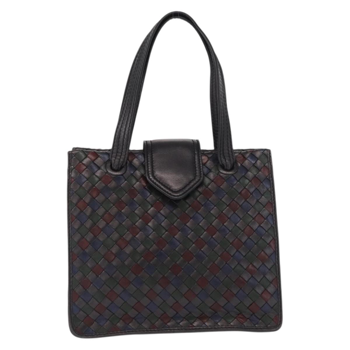 BOTTEGA VENETA INTRECCIATO Hand Bag Leather Brown Gold Auth BA9718