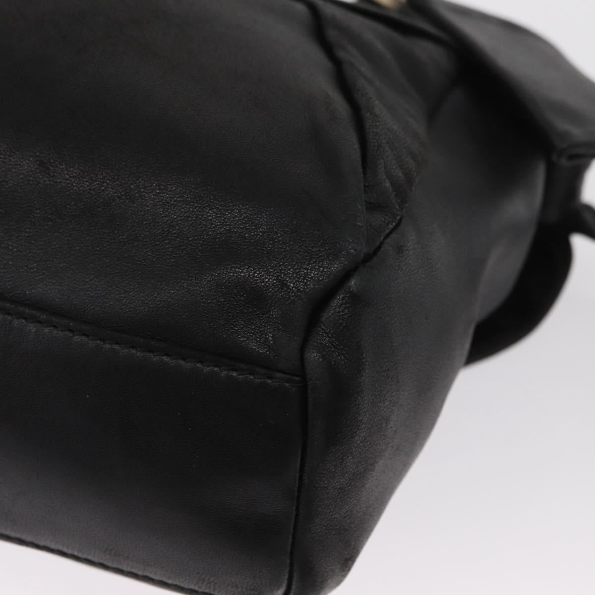 Salvatore Ferragamo Tote Bag Leather Black Gold Auth BA9720