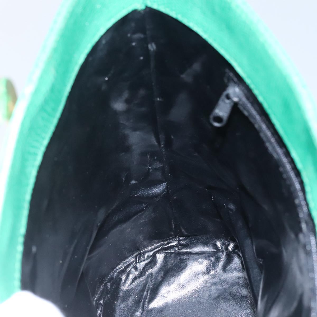 CELINE Shoulder Bag Leather Embossed Green Yellow Red Auth BA973