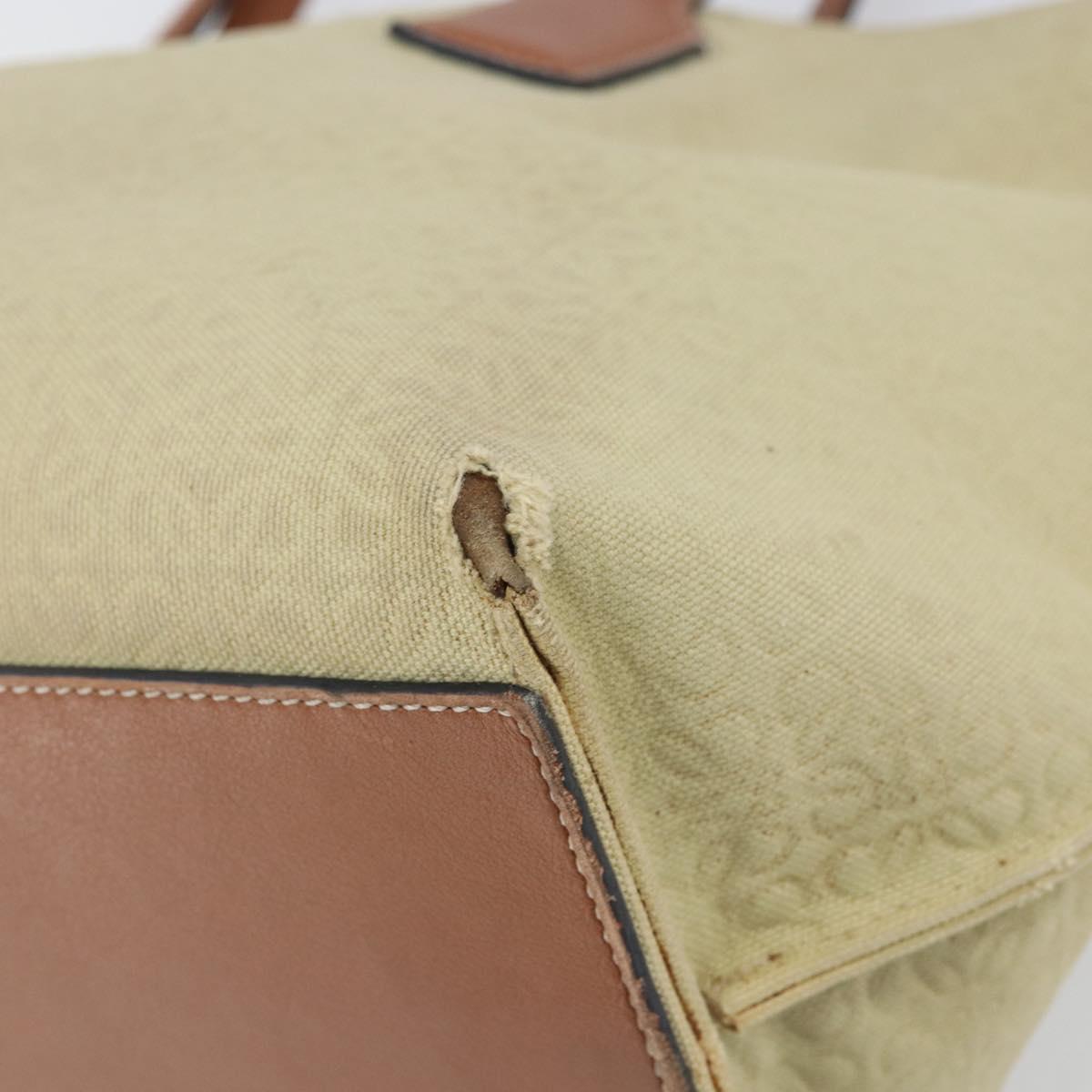 LOEWE Anagram Tote Bag Canvas Beige Auth BA9735