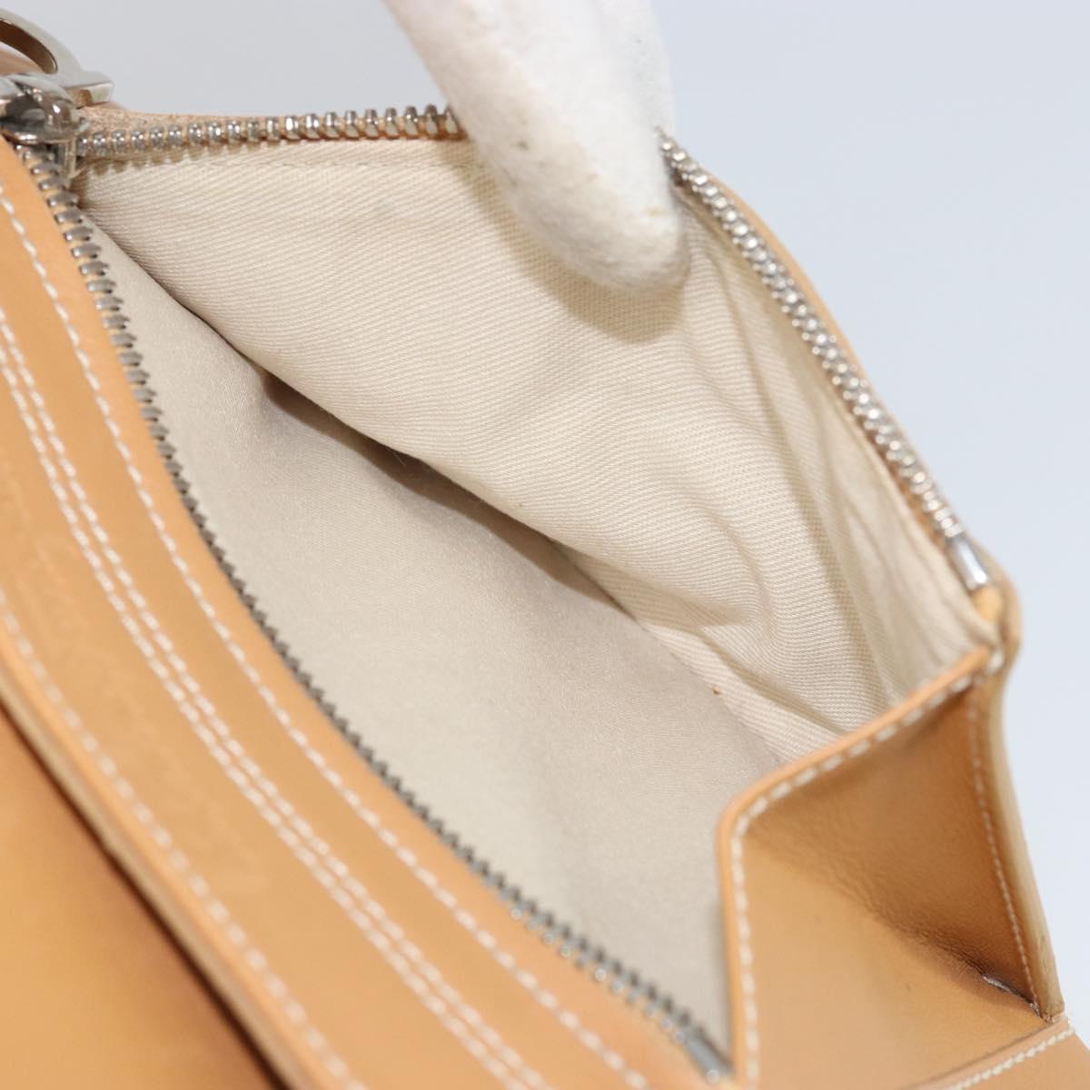 Salvatore Ferragamo Tote Bag Leather Beige Silver Auth BA9736