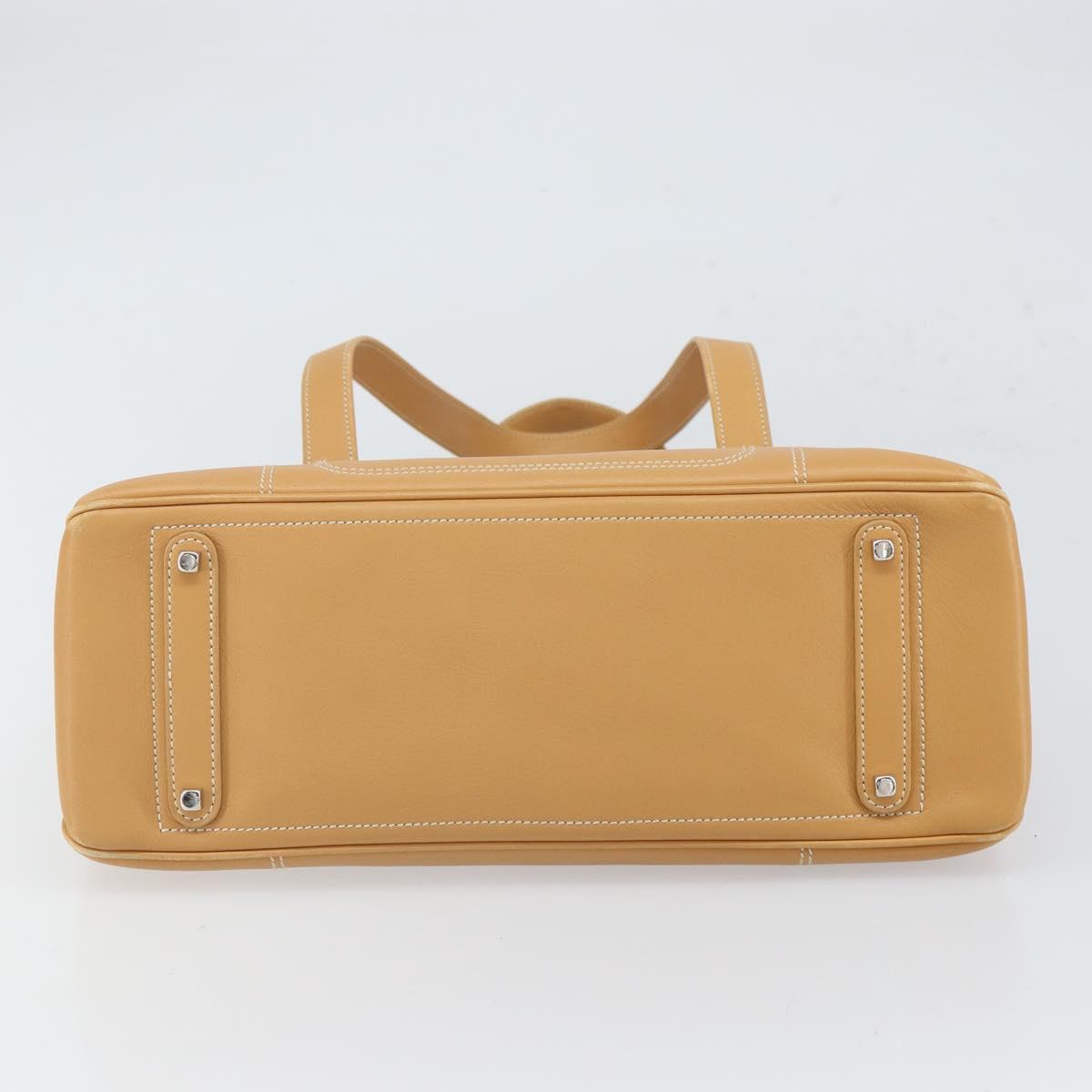 Salvatore Ferragamo Tote Bag Leather Beige Silver Auth BA9736