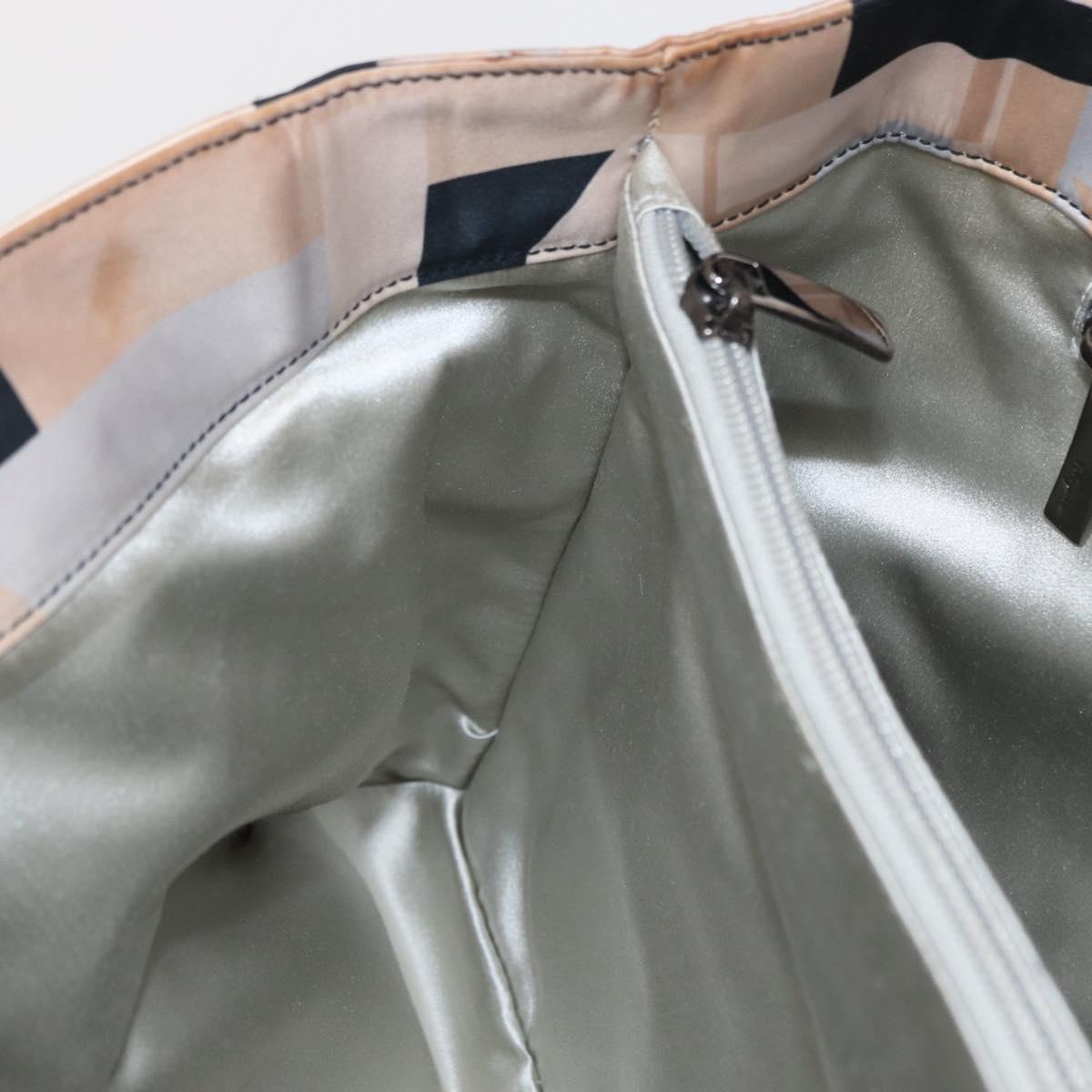 Salvatore Ferragamo Tote Bag Satin Beige Silver Auth BA9737