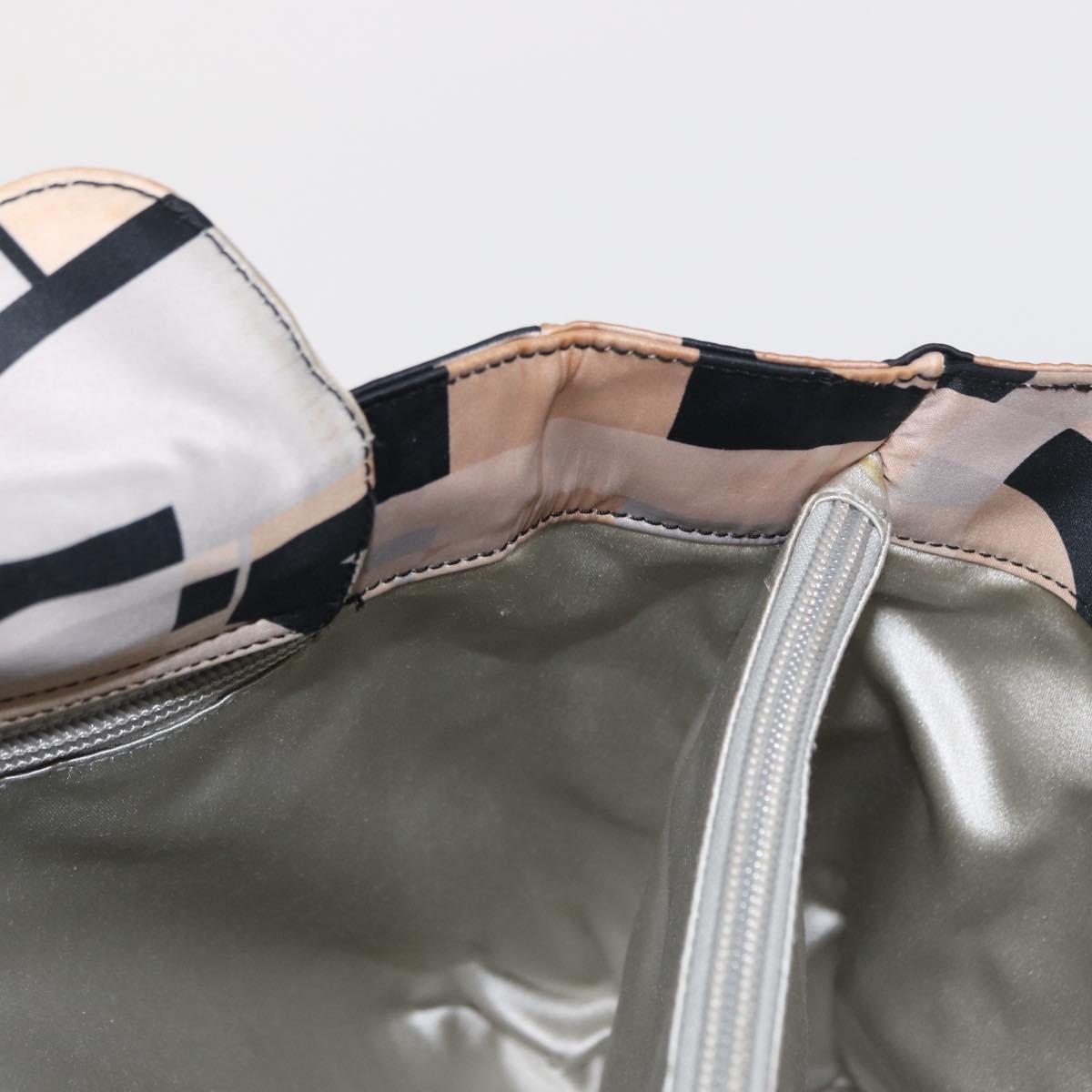 Salvatore Ferragamo Tote Bag Satin Beige Silver Auth BA9737