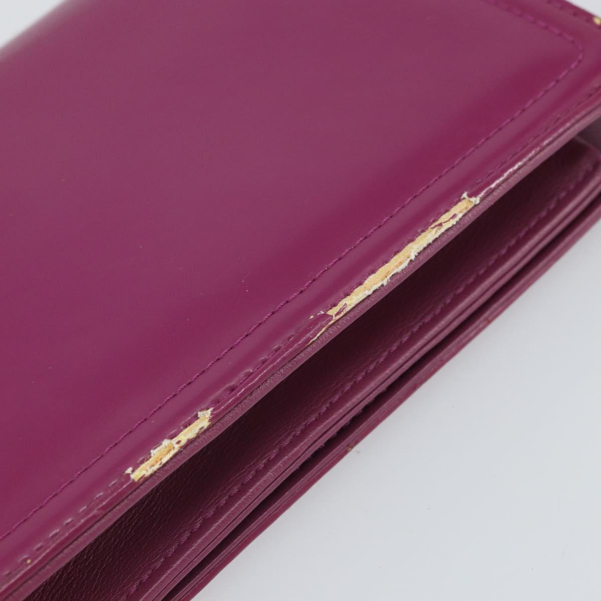 CHANEL Chain Shoulder Bag Patent leather Purple Silver CC Auth BA9741