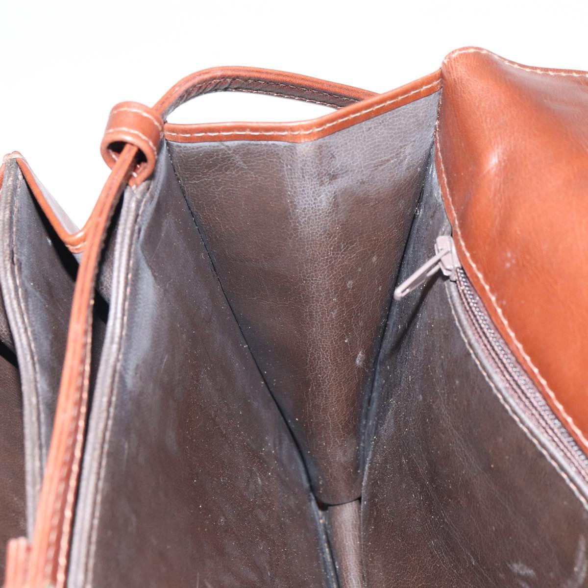 VALENTINO Shoulder Bag Leather Brown Gold Auth BA9760