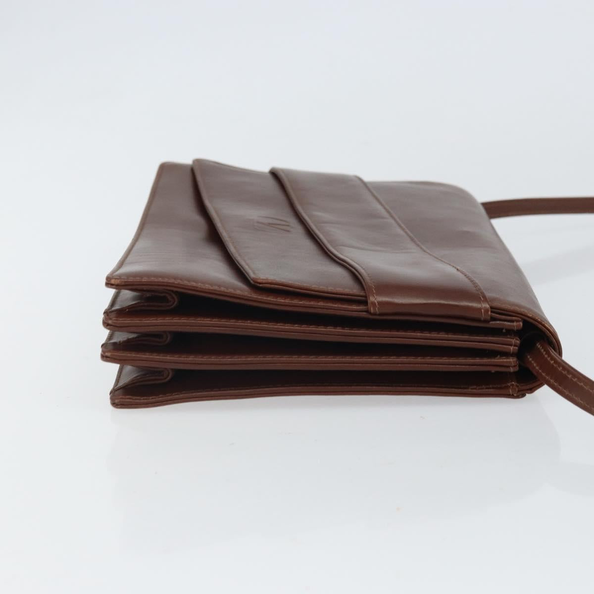 VALENTINO Shoulder Bag Leather Brown Gold Auth BA9760