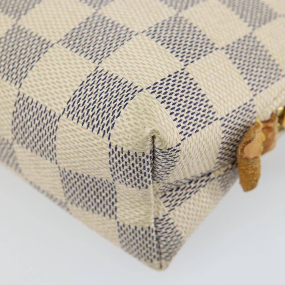 LOUIS VUITTON Damier Azur Pochette Cosmetic PM Pouch N60024 LV Auth BA9776