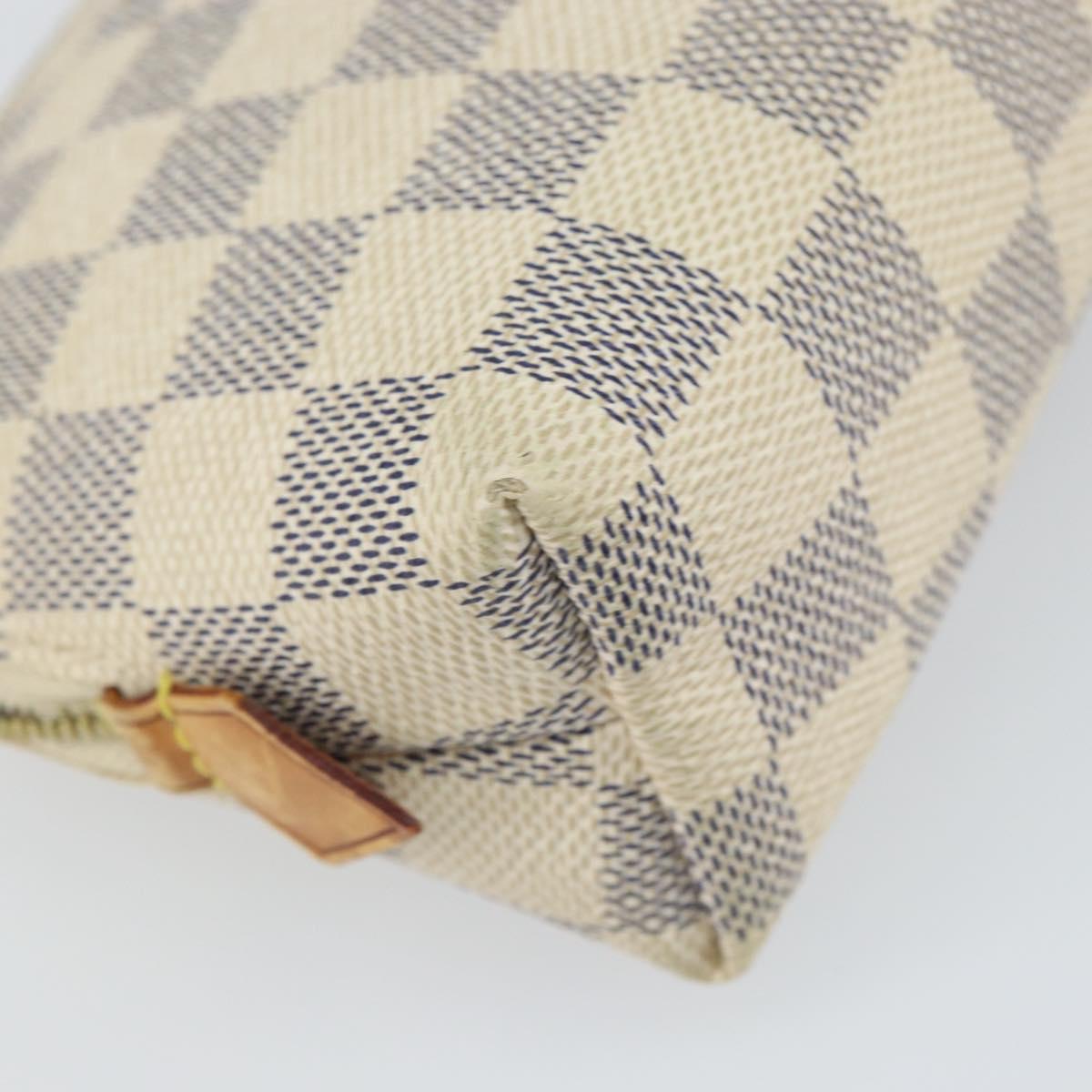 LOUIS VUITTON Damier Azur Pochette Cosmetic PM Pouch N60024 LV Auth BA9776