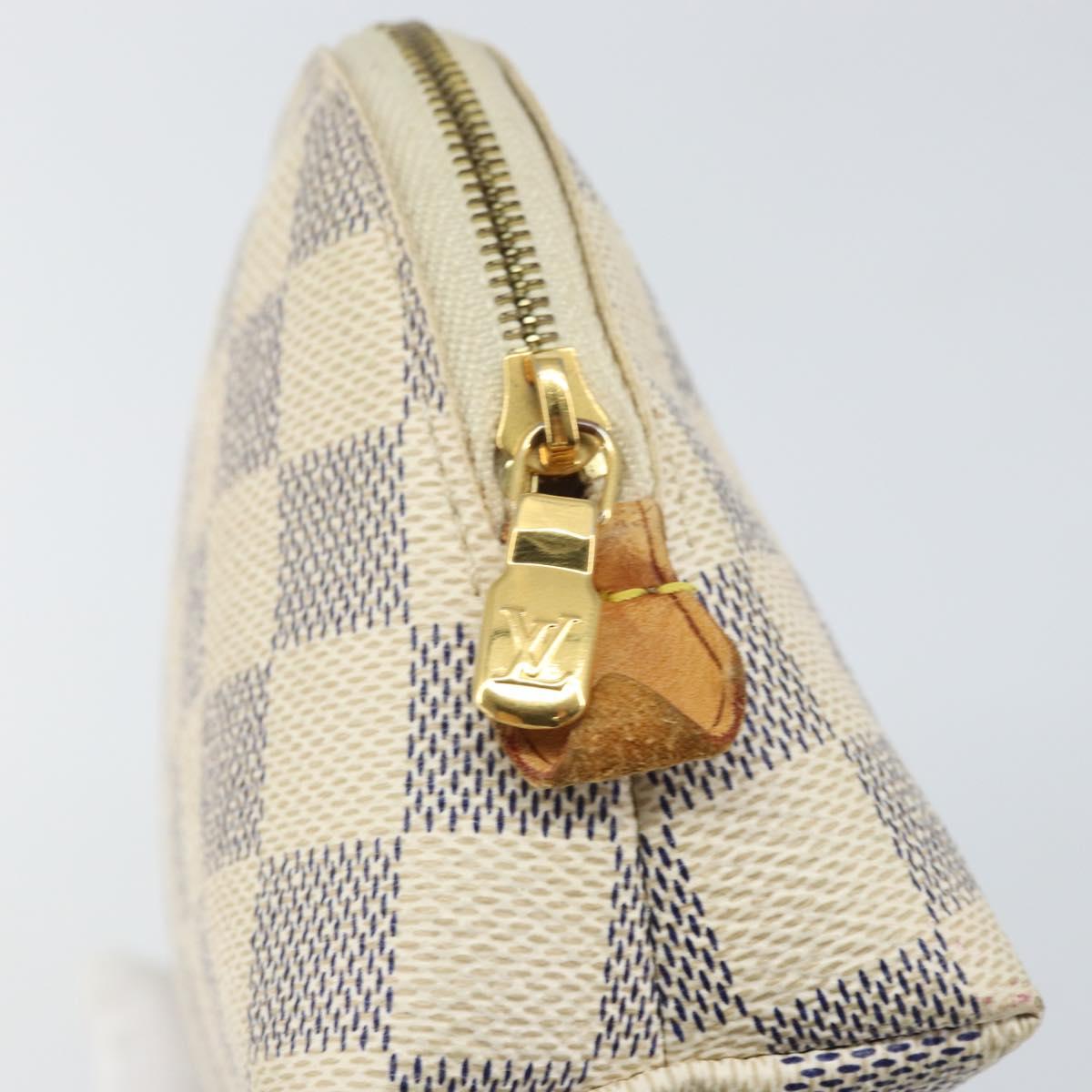 LOUIS VUITTON Damier Azur Pochette Cosmetic PM Pouch N60024 LV Auth BA9776